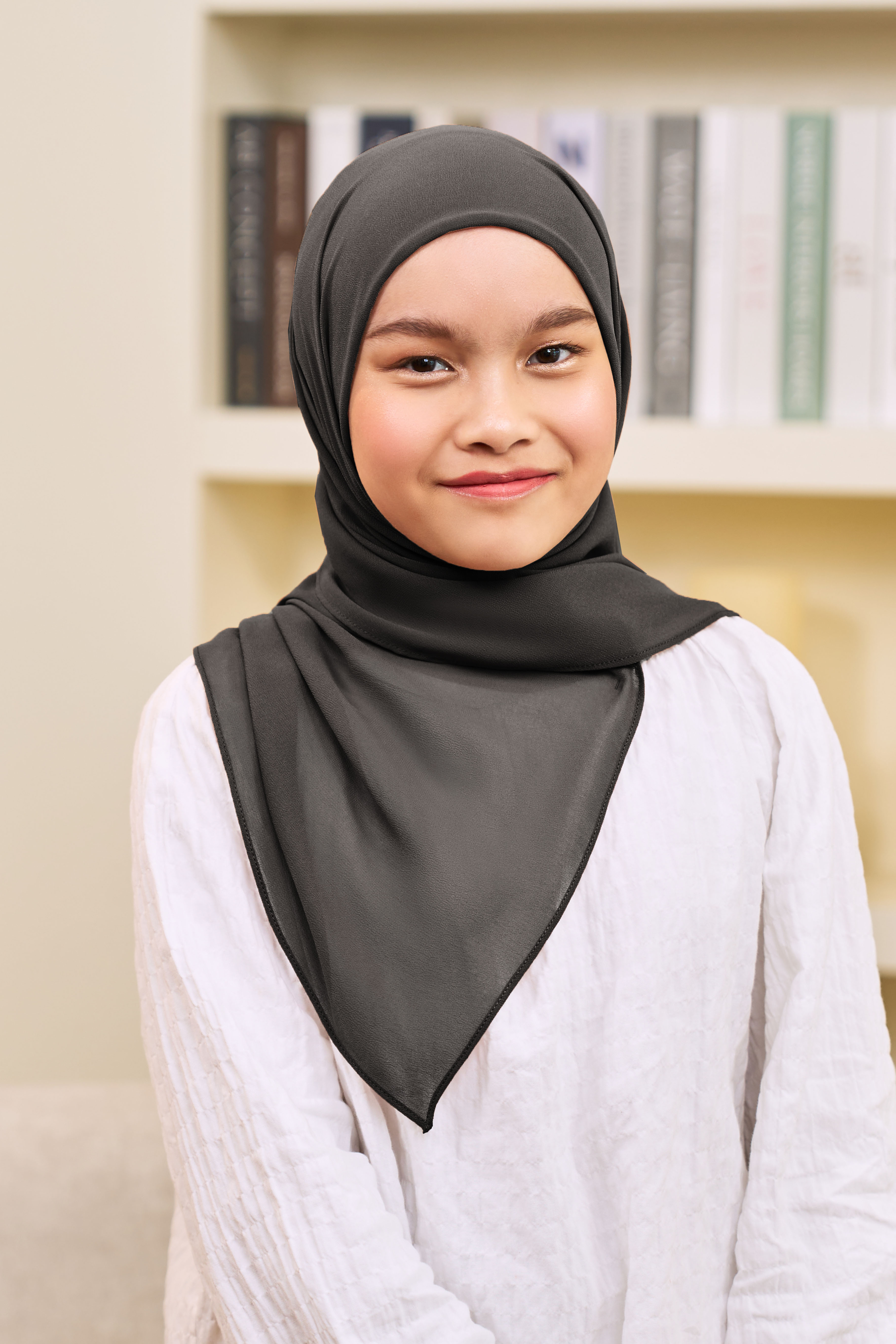 ADINA Girl Instant Shawl with attached inner in Black